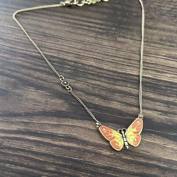 Yellow and Orange Enamel Butterfly Necklace ASO Alex Russo - Picture 6 of 12